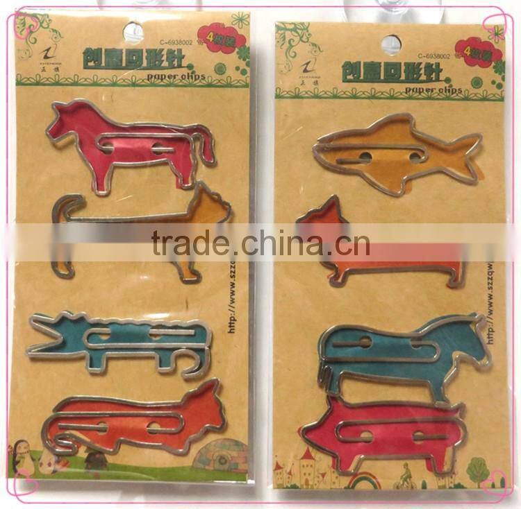 Popular flat metal animal shapes great metal clips with printing card
