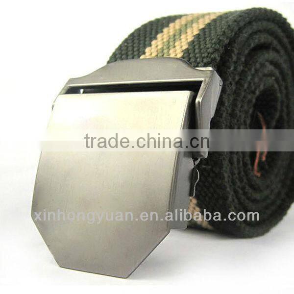hot sell green strip alloy buckle military webbing belt
