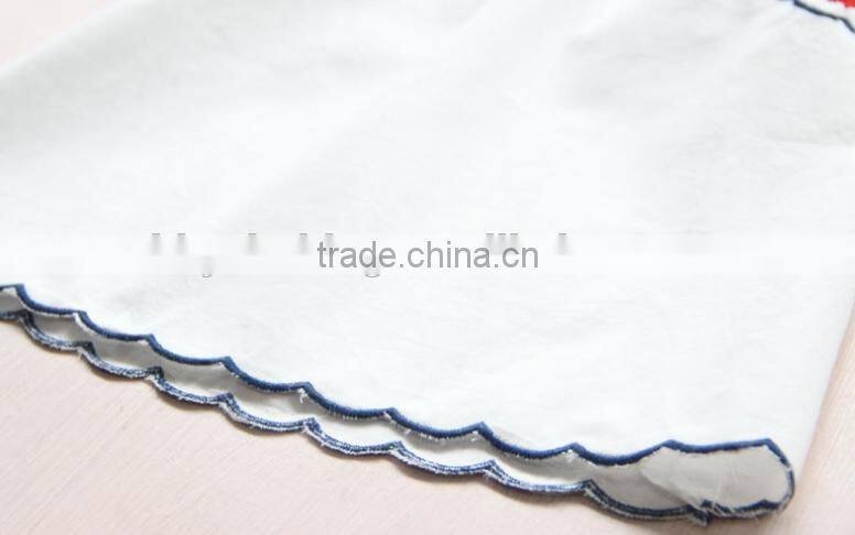 T shirts baby with embroidery sleeve and blue colour wave lacework