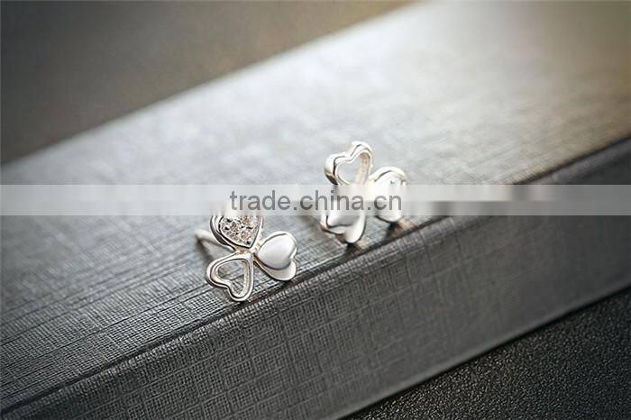 925 sterling silver Lucky clover classic Smart stud earring wholesale for ladies