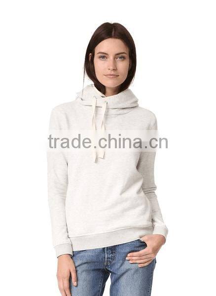 women sweatshirt with double hooded design specialized hooded with decorated wire Long sleeve fleece with rib hem