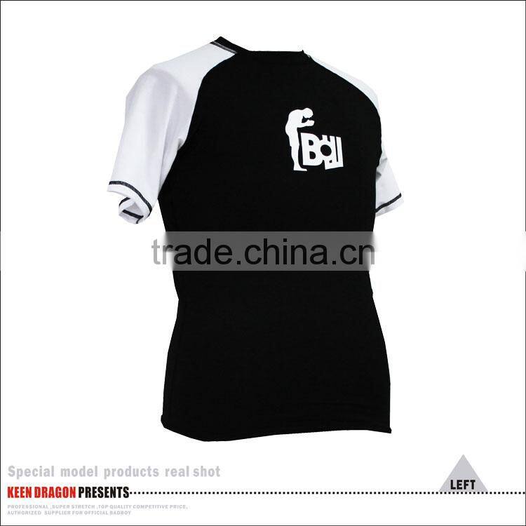 white custom lycra rash guards for running with private label logo print
