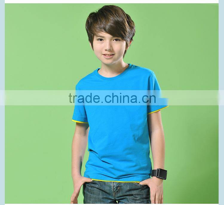 2015 Hot selling Kids Boys plain blank o neck short sleeve cotton kids t shirt wholesale
