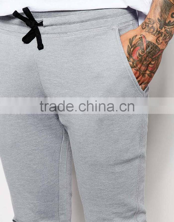 Fitted cuffs super skinny men custom joggers with knee rips