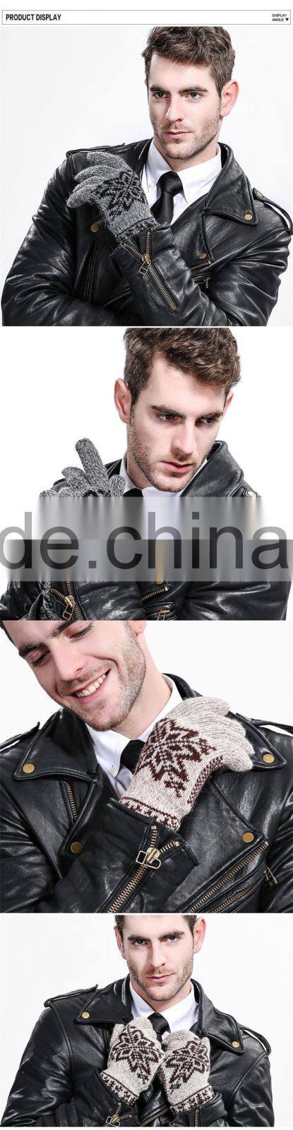 High Quality Cashmere Wool Thick Fleece Mens Winter Knitted Gloves