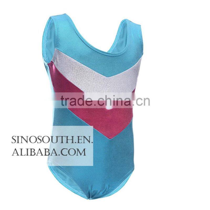 2017 One-piece Shining Double-V Gymnastics Athletic Leotard for Little Girls