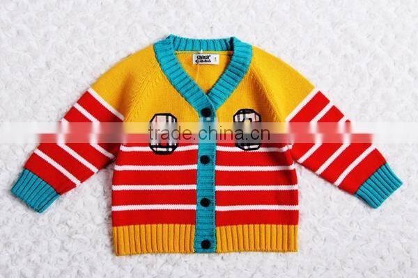 High quality kids winter sweater boys stripe cardigan