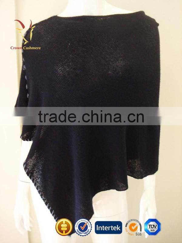 Women Handmade Ribbed Cashmere Poncho Shawl Sale