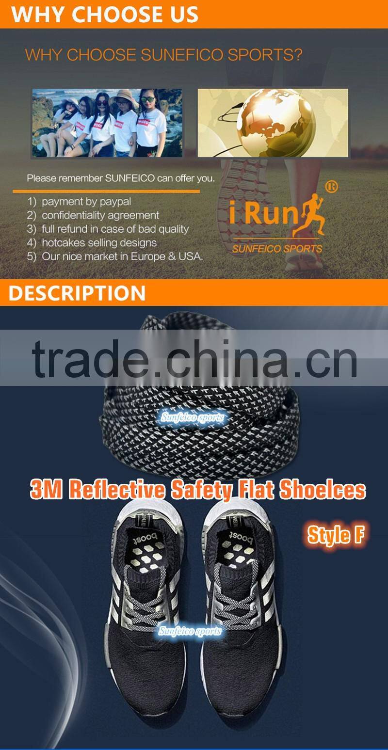 Reflective Sneakers Laces - 9mm Flat Shoelaces - Glowing in Dark - Dark Night Safety Flat Laces - Customized