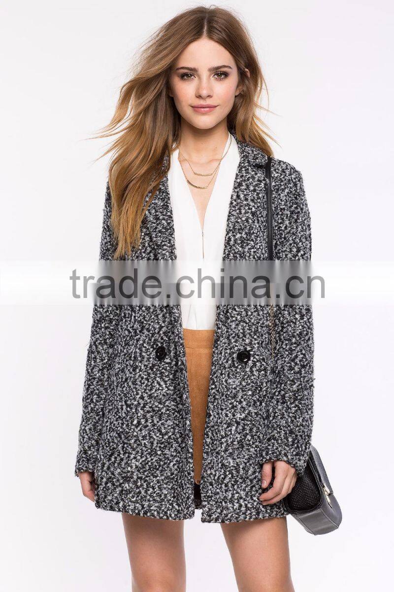 New arrival notch collars women coat elegant long sleeves winter coat woman