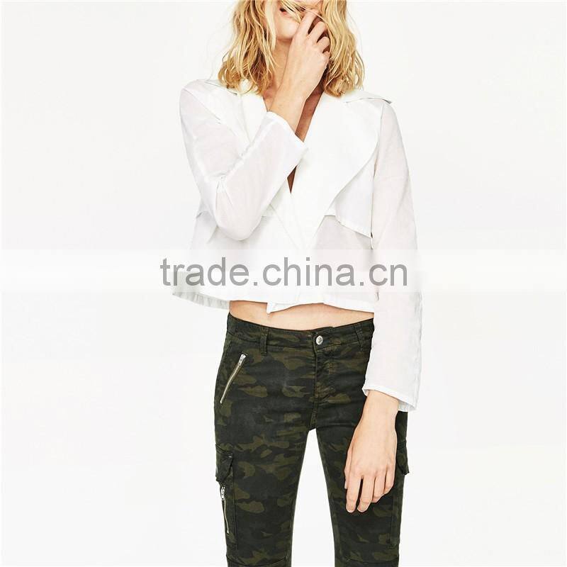 2017 Khaki Ankle Cargo Woodland Camouflage Pants for Women