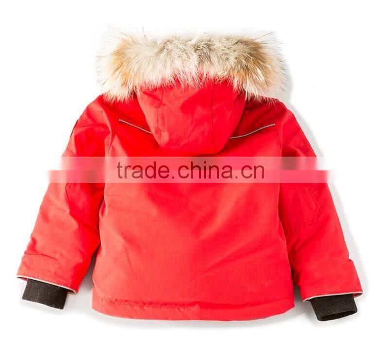 2017 OEM new style children's clothing hooded custom kids winter fur jackets wholesale in China