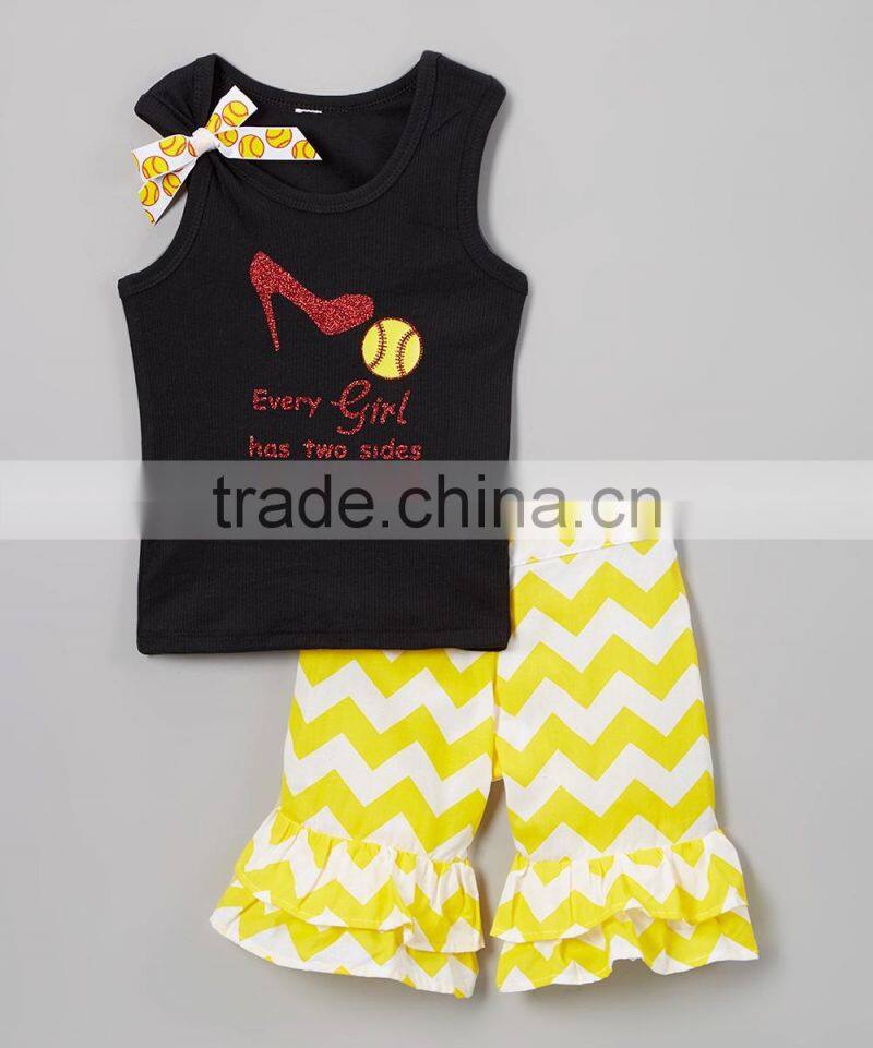 Wholesale in China baby girls Tank & Ruffle Shorts Set new model kids beautiful clothes