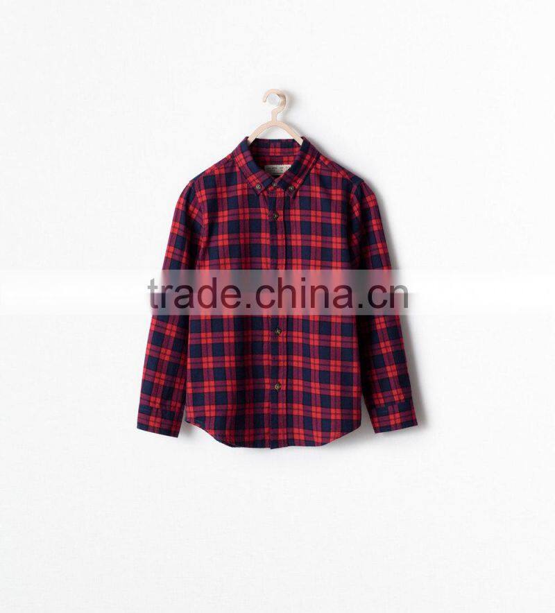 Latest boys flannel shirt for boy warm black red checks mens dress shirts