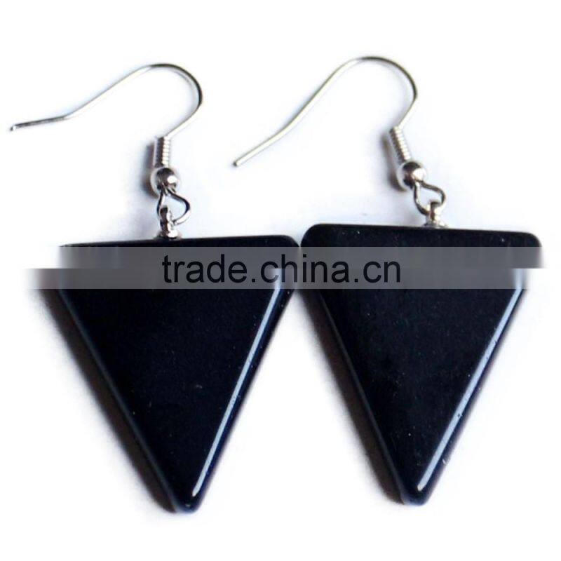 Triangle Shape Crystal Amethyst Natural Stone Drop Earrings