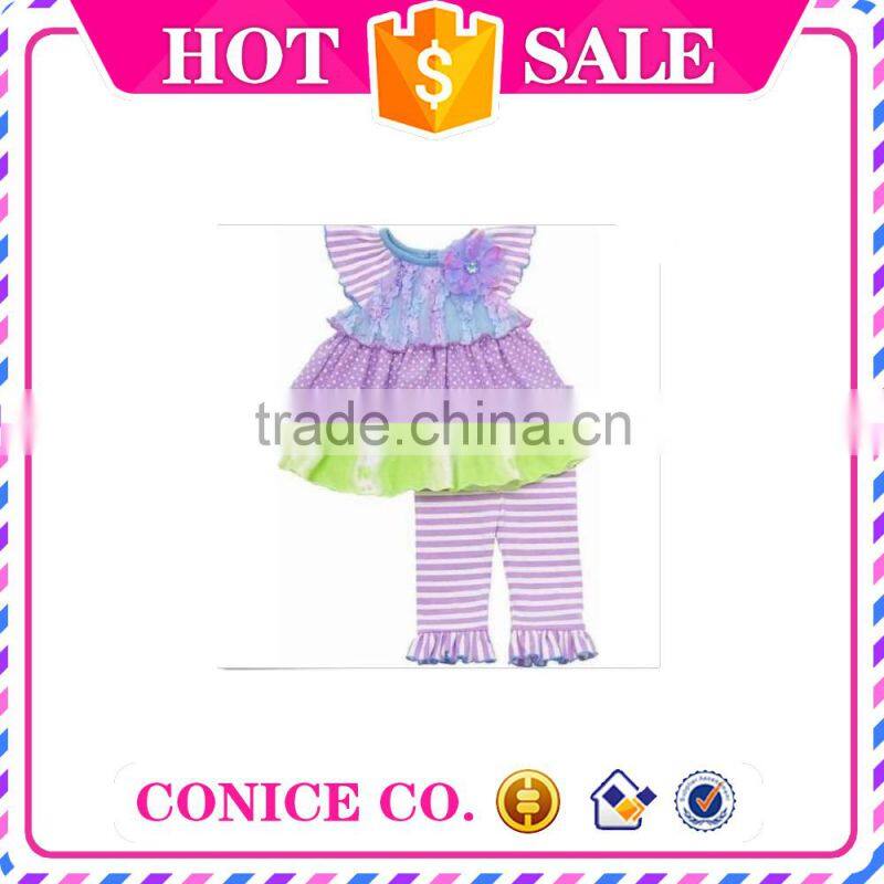 factory directly sale summer 2 piece sleeveless swing top & pants child cloths kids wear for 4th of july