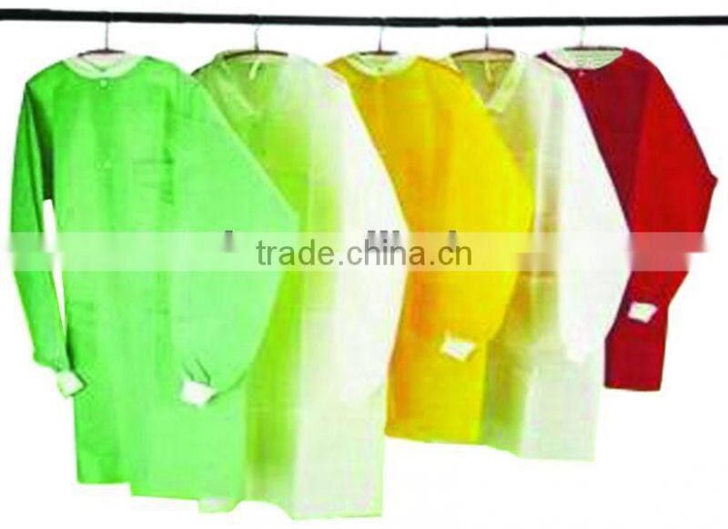 Nonwoven lab coat/work suit/visitor coat with elastic cuff and button
