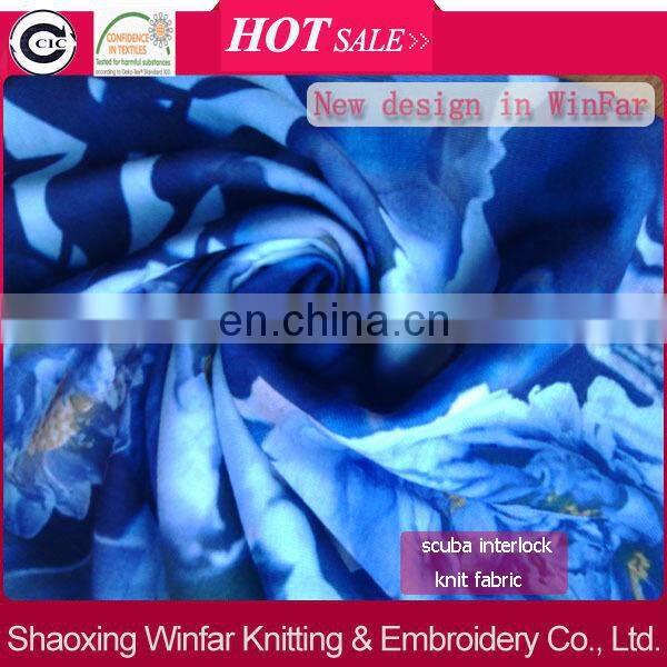 Shaoxing winfar Textile Digital Printed Heavy Scuba Fabric For Lady's Dress