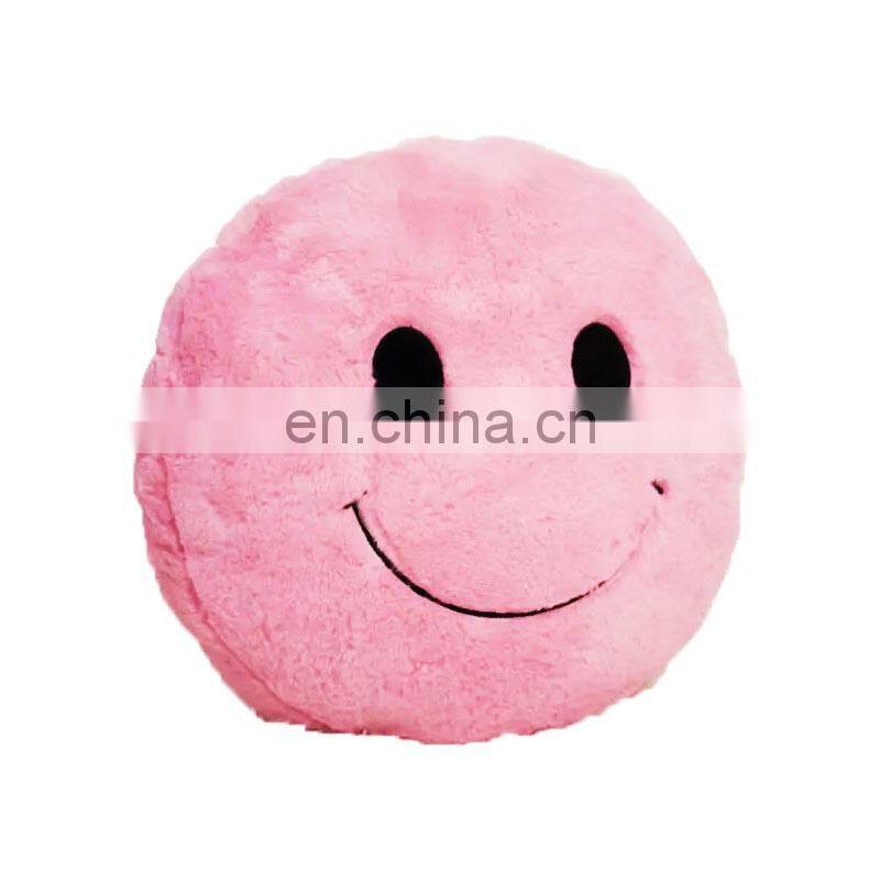 Hot Selling Super Soft Fluffy Round Shape Plush Pillows Winter Warm Smile Face Emoji Cushion