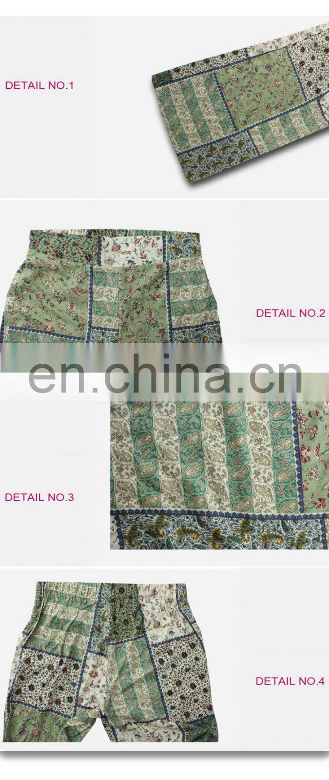 2017 Floral Printing Pattern Fashion Viscose Bell Leg Pant
