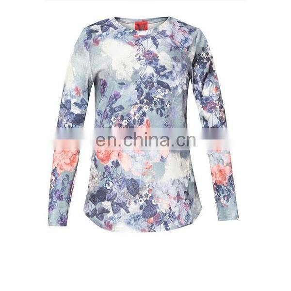 Latest crew neck sweatshirt and tops for women long sleeve muslim blouse