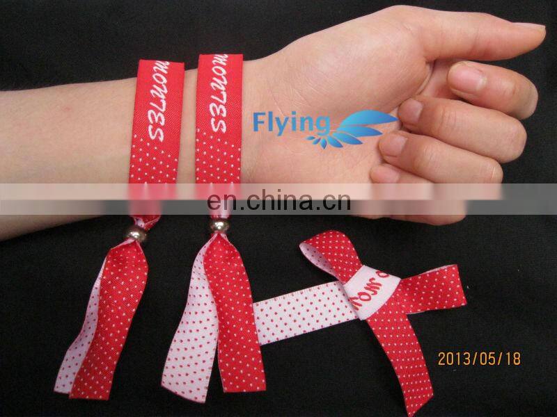 2016 hot selling full color festival fabric wristbands with plastic clip