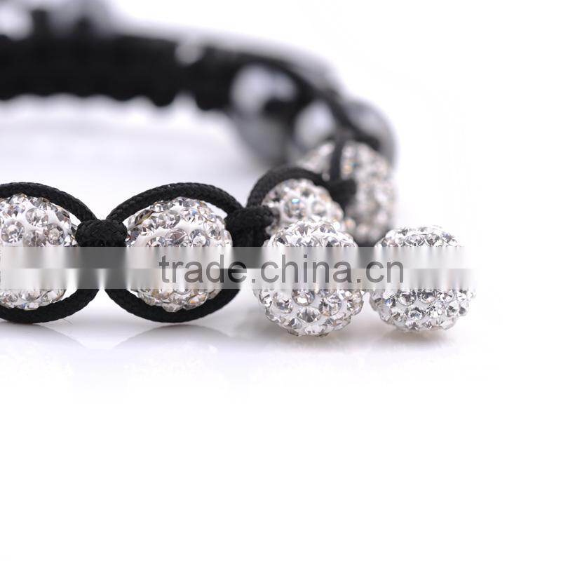 Hematite Crystal Pave Disco Ball Beads Macrame Adjustable Bracelets