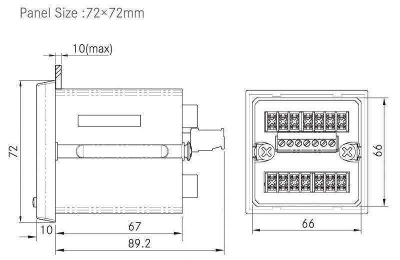 SU72 72*72mm single phase digital LED panel ac volt meter