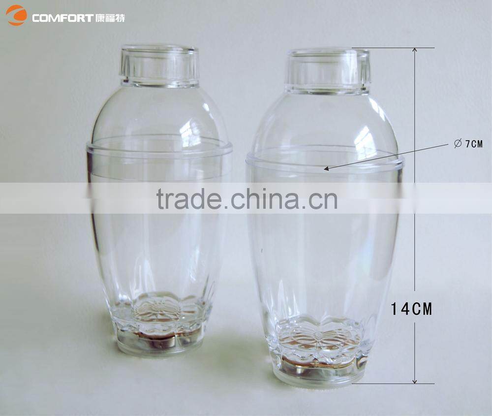 clear luminous plastic 750ml colorful cocktail shaker