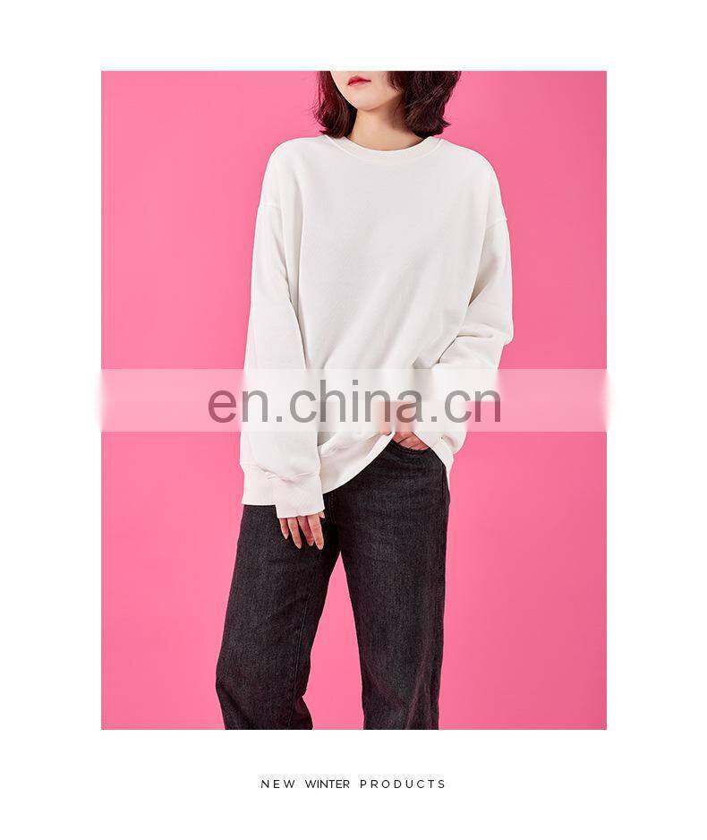 2021 autumn and winter new warm Korean round neck solid color fashion trend loose ladies pullover sweater