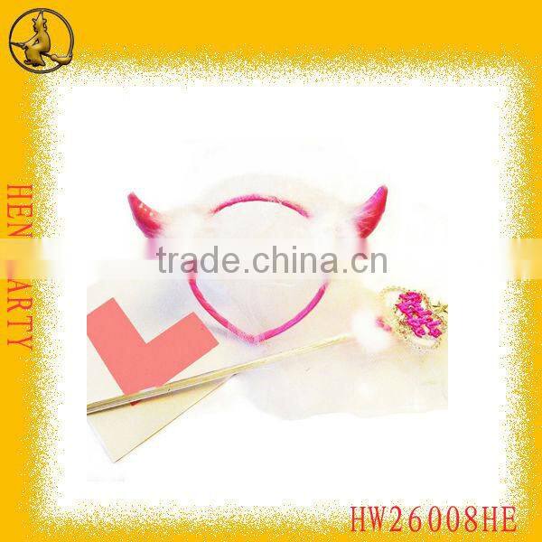 Satin Red Sexy Devil Horn Five Pieces Set For Hen Pary