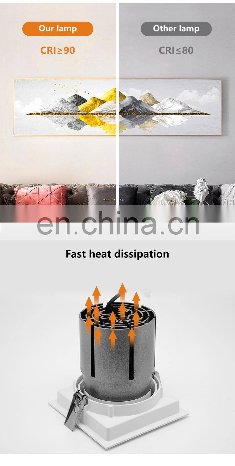 Energy Saving Square Shape Three Color Aluminum Indoor Housing Warehouse 20W LED Grille Lamp