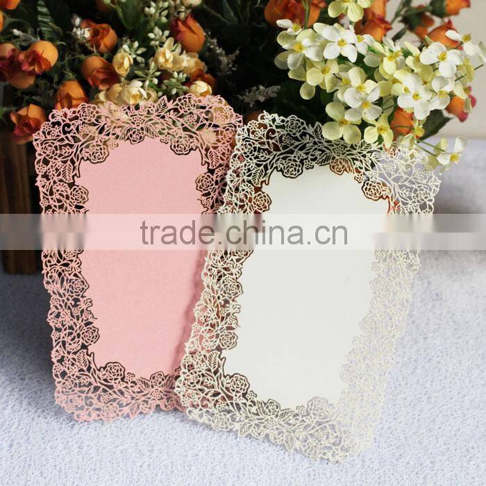 Wholesale Newest Luxury Laser Cut 2016 Wedding Cards with Gold Ribbon