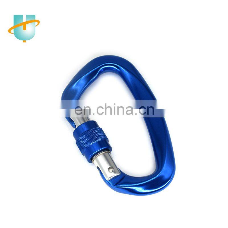 Colorful 60mm D shape aluminum carabiner clip keychain climbing rock climbing carabiner for camping hiking outdoor