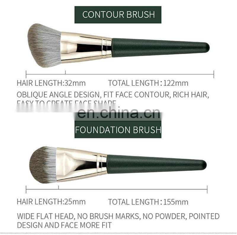 High Quality Green Makeup Brushes Custom Logo 14pcs  Make Up Brush Set Cosmetic kit