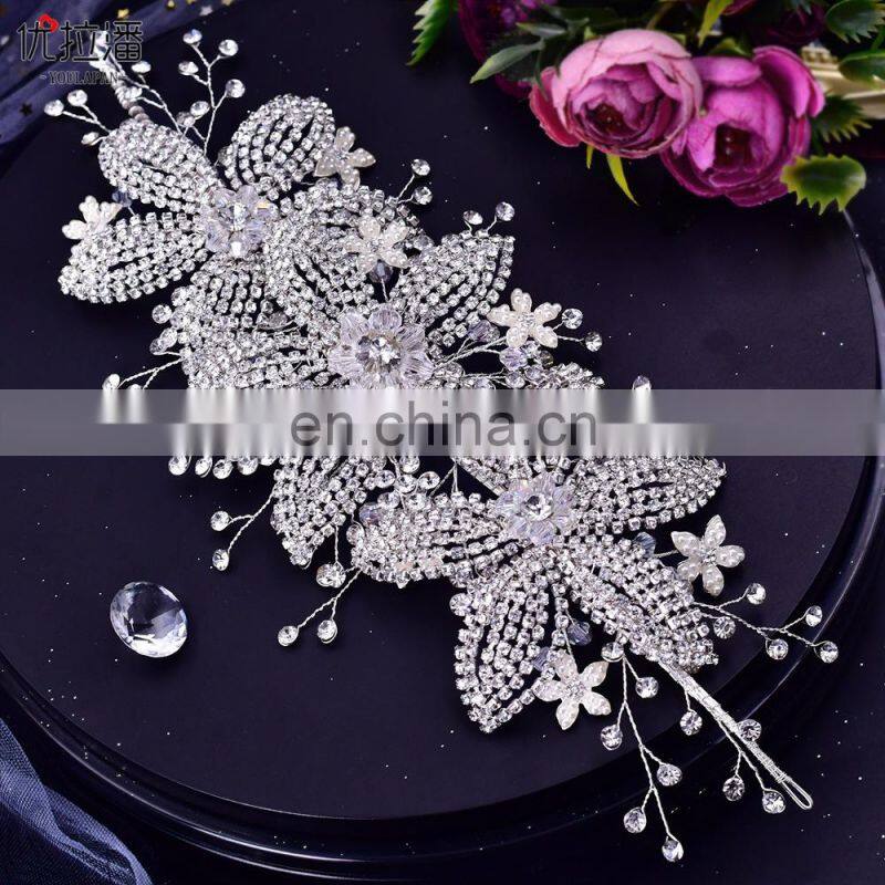 Flower Bridal Crown Tiara Rhinestone Wedding Hair Jewelry Bridal Hair Accessories Luxury Crystal Bridal Headwear