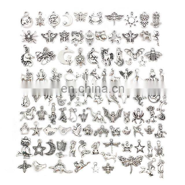 100pcs Mixed Vintage Metal Animal Birds Charms Beads DIY Bracelet Pendant Necklace Accessories For Jewelry Making Findings