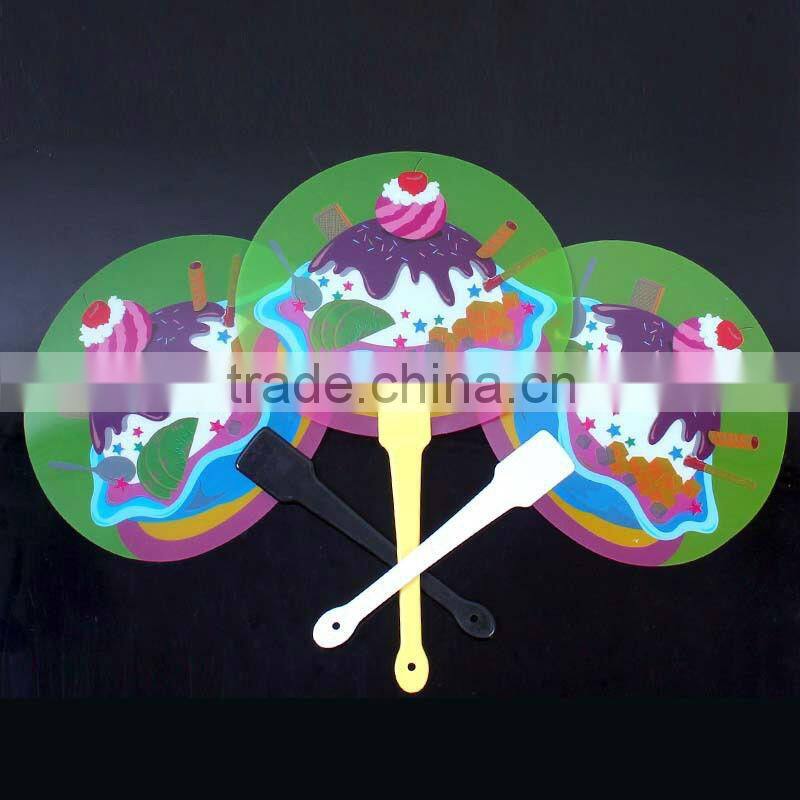 plastic stick UV printed PP promotion Fan, cartoon fan for sell