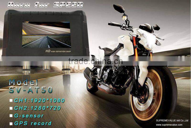 Two channel and two lens 2.7inch screen with GPS and G-sensor racing Car DVR camera