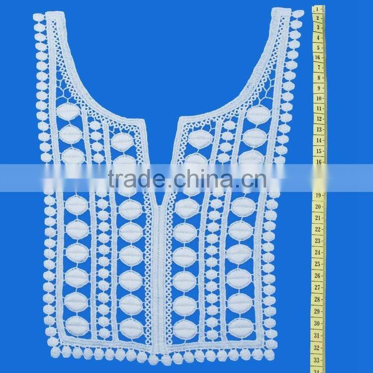 OEM Custom shaped cotton crochet lace pattern embroidered applique neck patch for ladies dress or garment