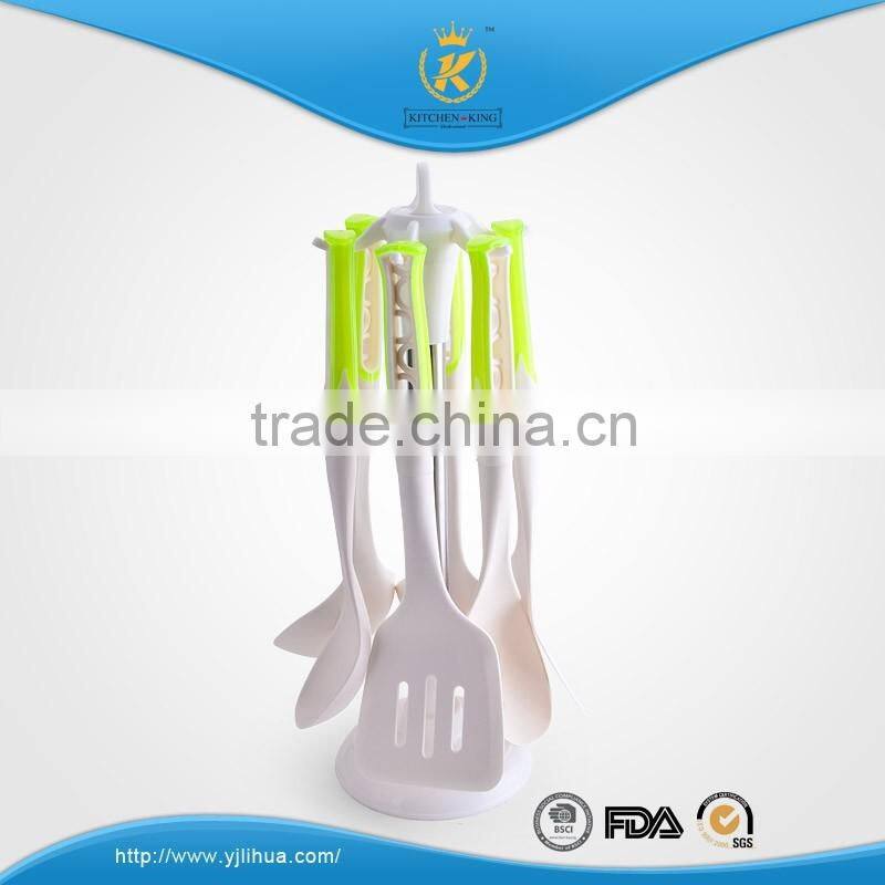 KITCHEN KING turner/slotted spoon/spoon/soup ladle/pasta spoon/skimmer nylon cooking tools set with stand
