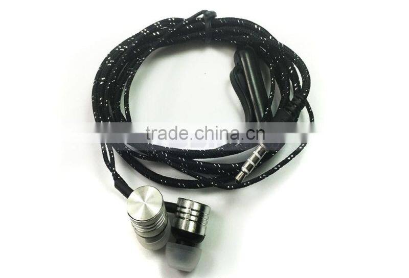 Cheap 1M Gold Red Green Silver Headphone Headset Braided Earphone with Mic For Mobile Phone