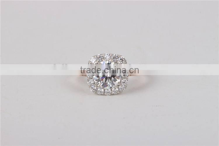 2016 hot sales rose14K solid gold jewelry ladies rings set AAAAA CZ