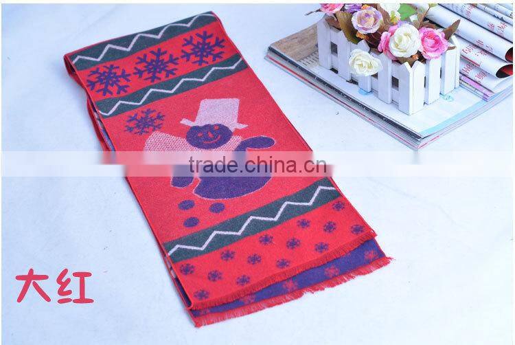 Good Quality Fashion Baby Boys Girls Snowflower and Snowman Knitted Cashmere Scarf for Christmas