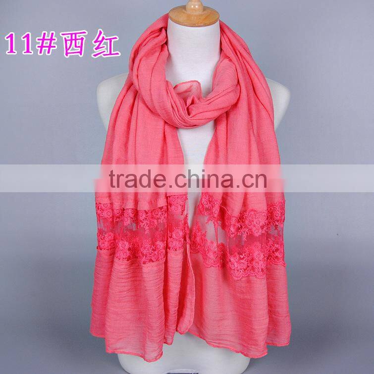 Top Quality Long Cotton Plain Fashion Women Lace Shawl