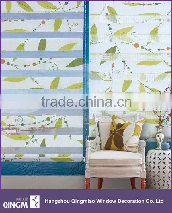 Roller Shades Green Leaf pattern Printed Zebra Blind High Quality Competitive Factory Price