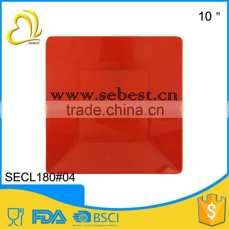 ODM and OEM unbreakable yellow color 10" melamine square shallow dish