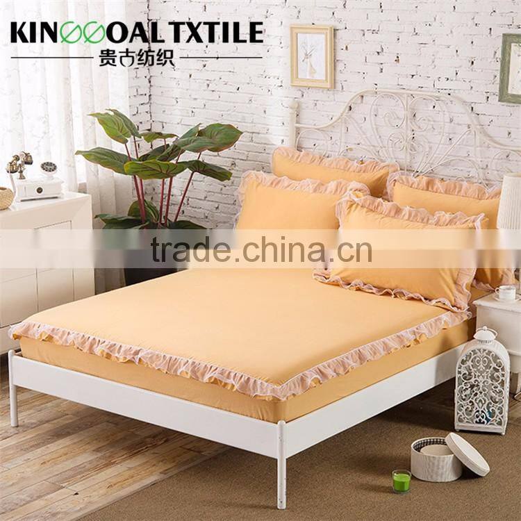 Pink 100% Bamboo Fitted Sheet 300TC/400TC With Lace Decoration