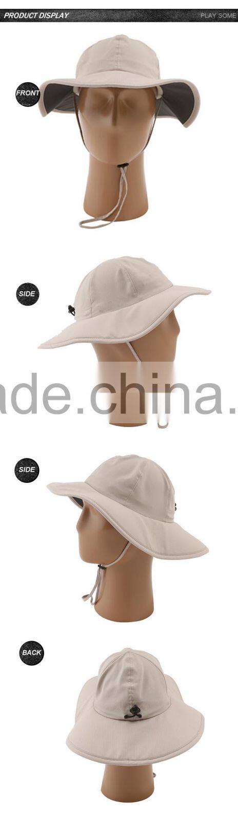 Wholesale fishing used custom made big brim white cotton bucket hat