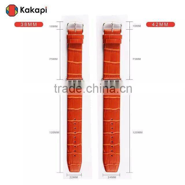 Kakapi Single Buckle Genuine Leather Watch Band Wrist Strap With Watchband Converter For 42MM Apple Watch MT-3910